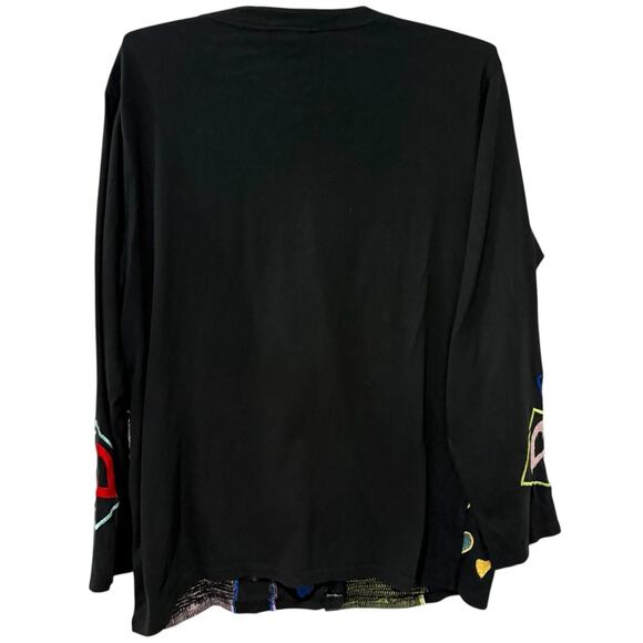 Michael Simon Heart Cardigan Black Colorful Rainbow Art to Wear Valentine- Large - Picture 10 of 10